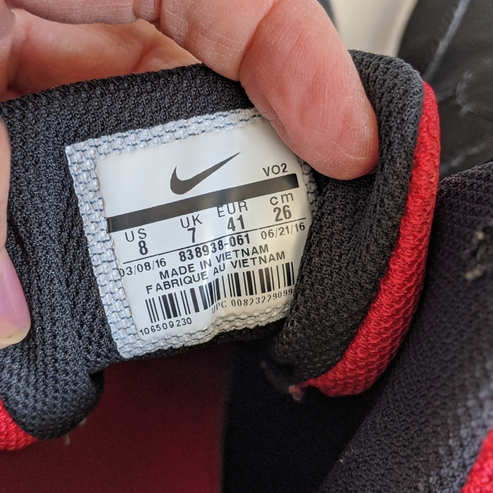 (Nike) Court Borough Mid Black Red High Tops - Picture 12 of 16